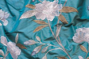 G P & J Baker  Emperor's Garden  peony & blossom silk teal/cream